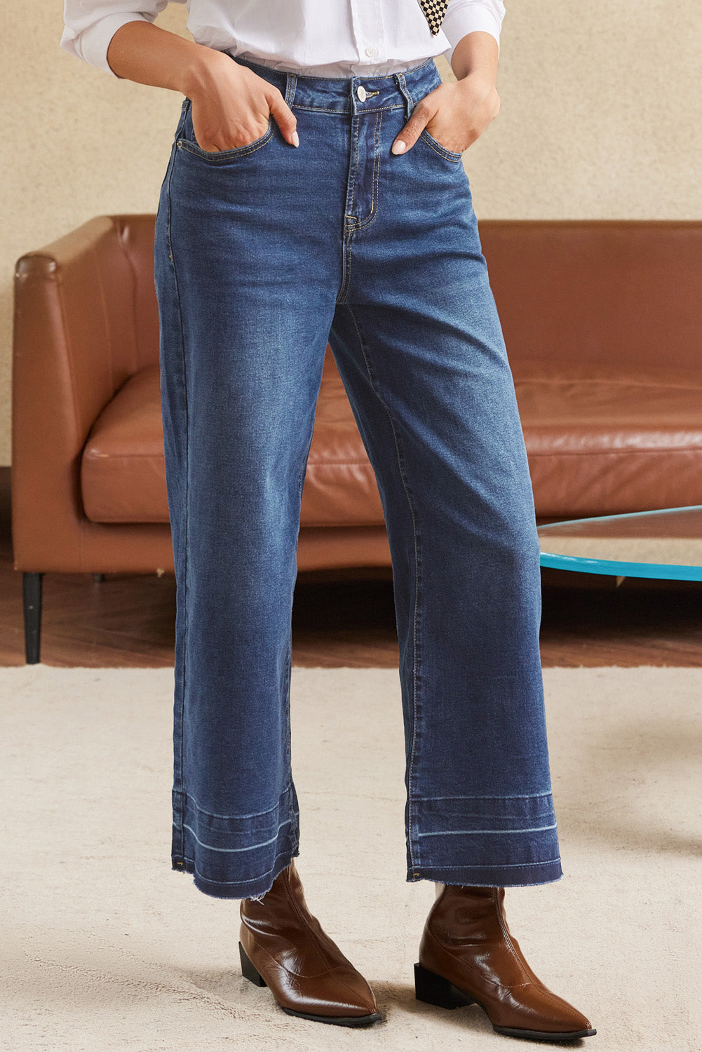 cropped loose jeans