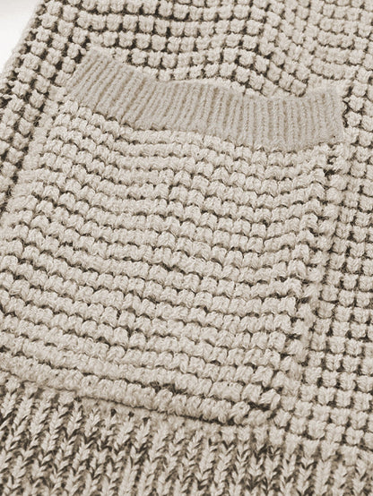 Apricot Oversized Collared Waffle Knit Cardigan