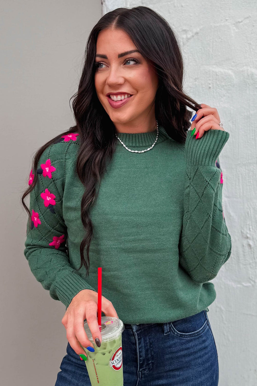 Evergreen Hazel Floral Embroidered Sweater