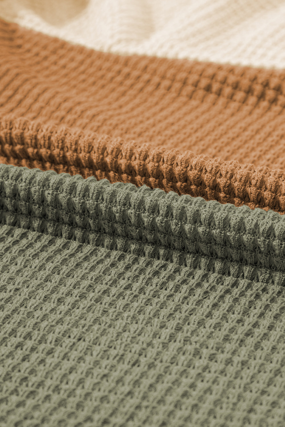 Green Striped Bubble Sleeve Baggy Top with Color Block Detail