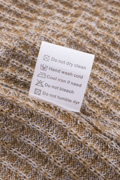 Khaki Reversible Wrap V Neck Waffle Knit Sweater