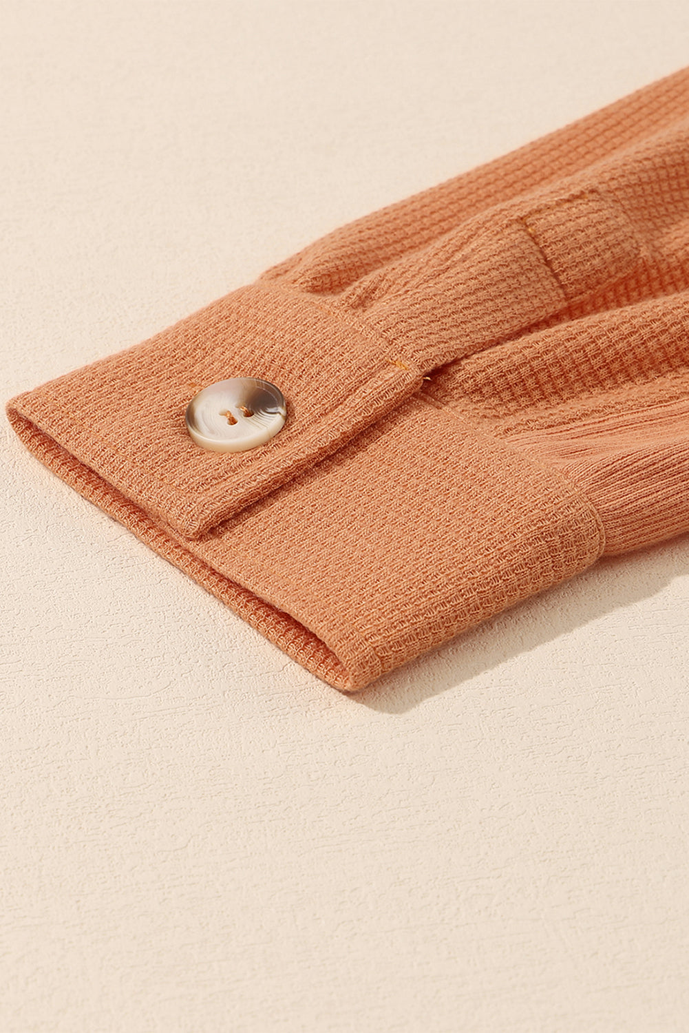 Golden Blaze Waffle Knit Shacket with Button Flap Pockets