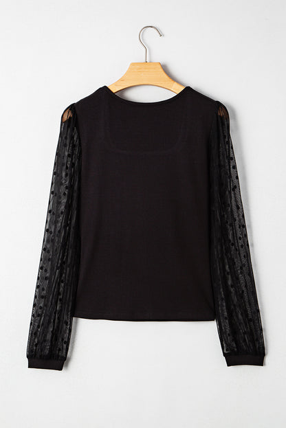 polka dot mesh sleeve top