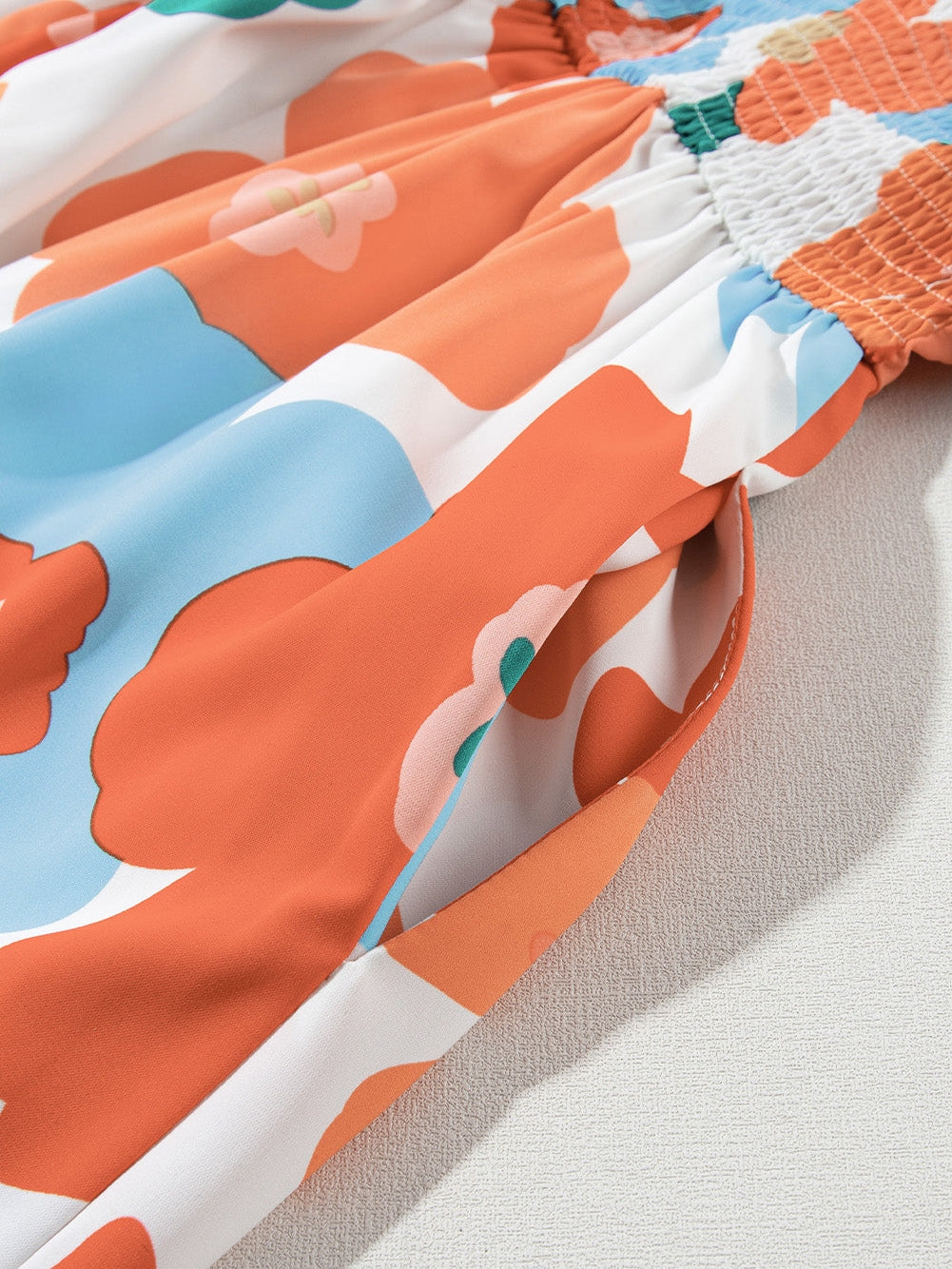 Floral Bliss Plus Size Orange Maxi Dress with Square Neck