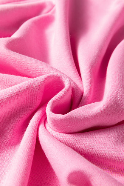 Sachet Pink Girly Bow Embroidered Detail Puff Sleeve Pullover 2pcs Short Set