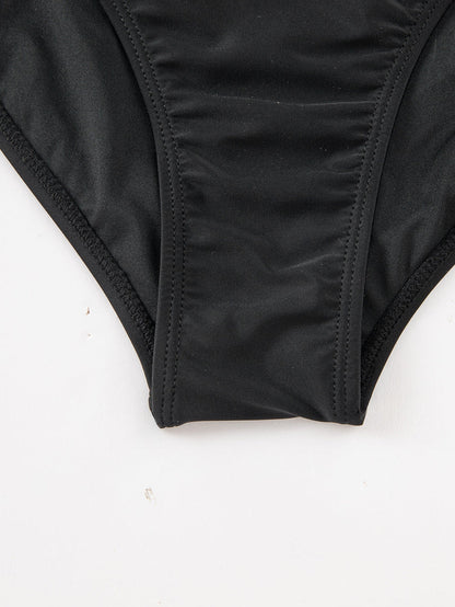 Black Mesh Patchwork One-shoulder Monokini Swimsuit