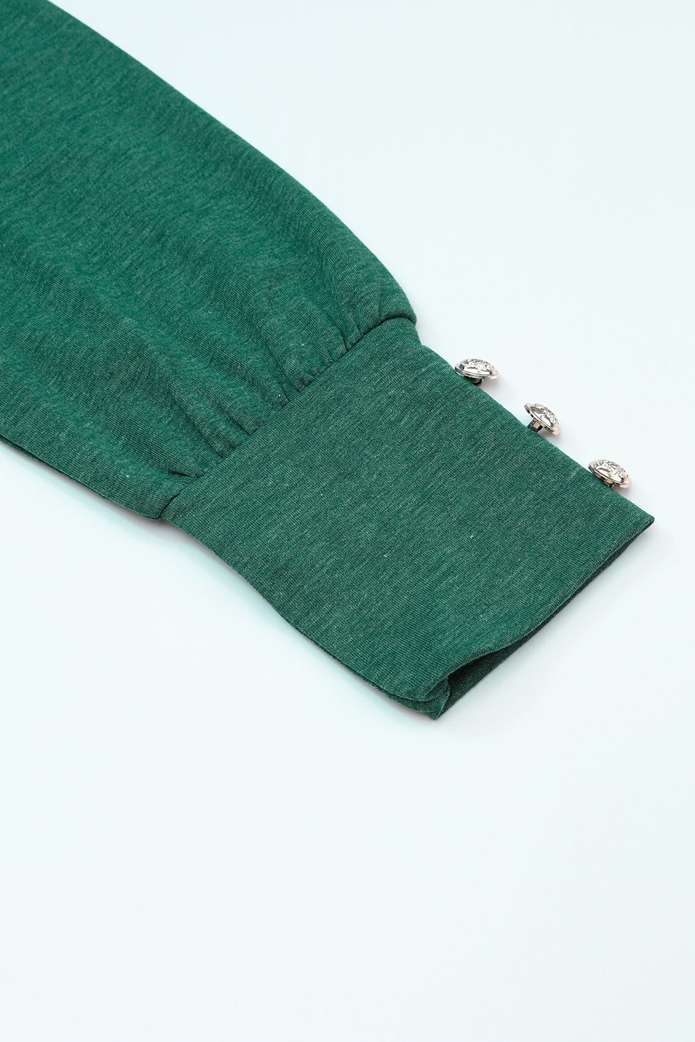Green Buttoned Cold Shoulder Long Sleeve Top