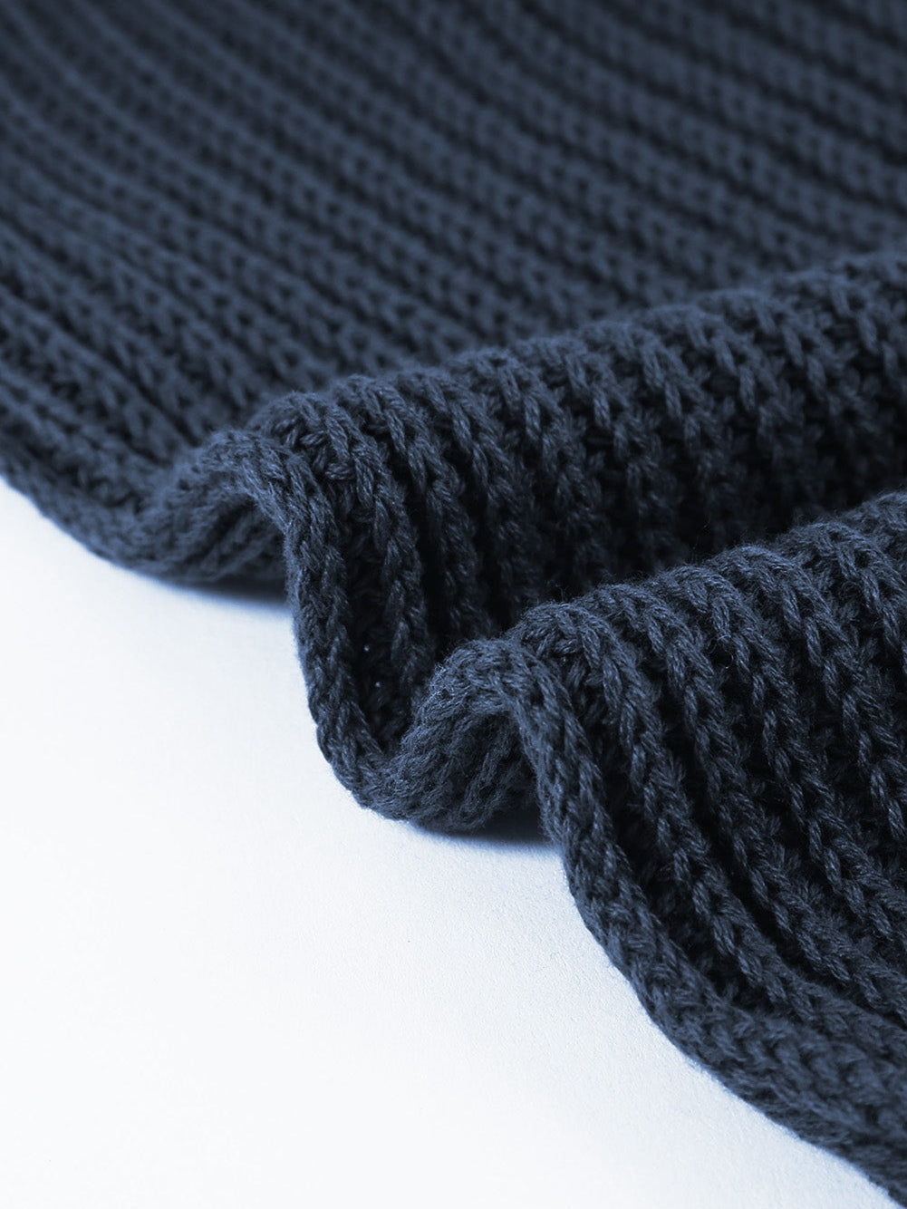 Elegant Navy Cold Shoulder Knit Sweater