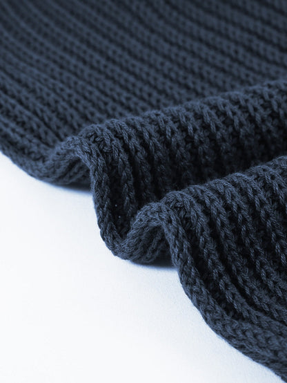 Elegant Navy Cold Shoulder Knit Sweater
