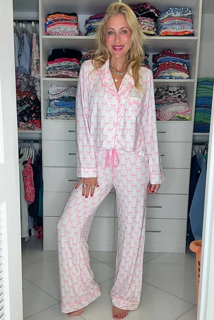 bow print pajama set