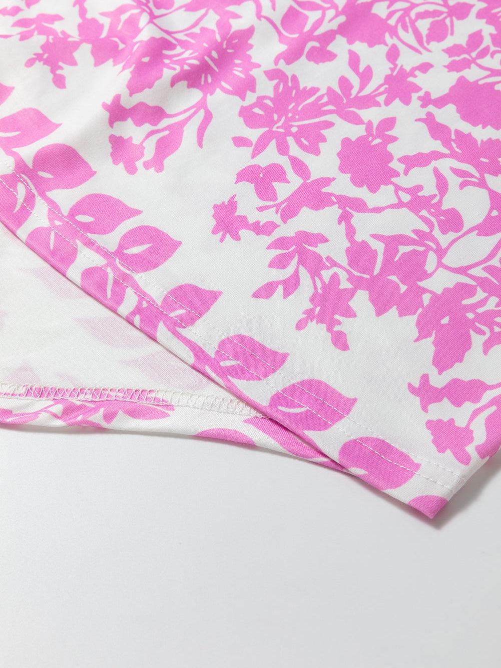 White Floral Printed Round Neck Plus Size Summer Tee