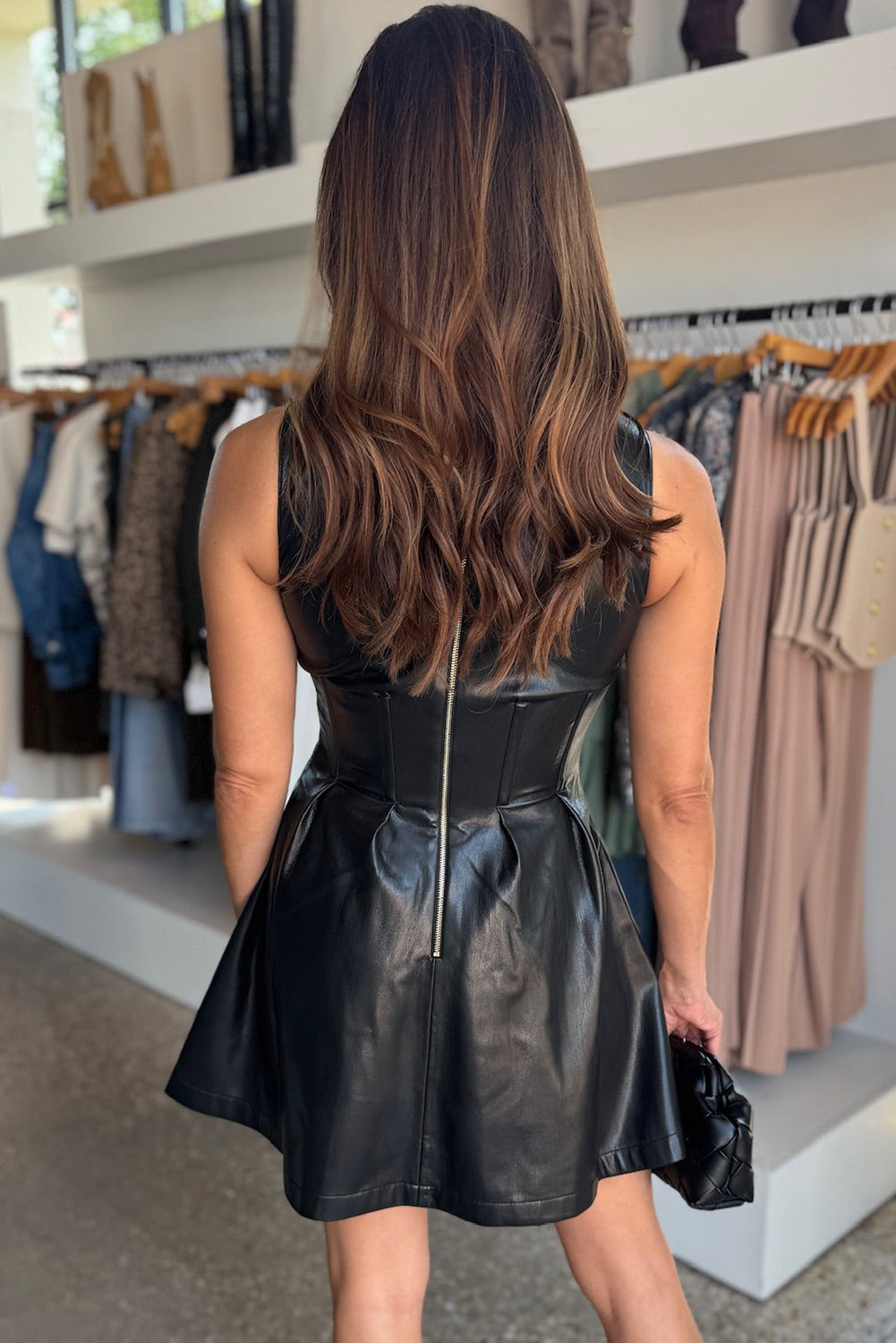 Black Faux Leather Vivi Dress