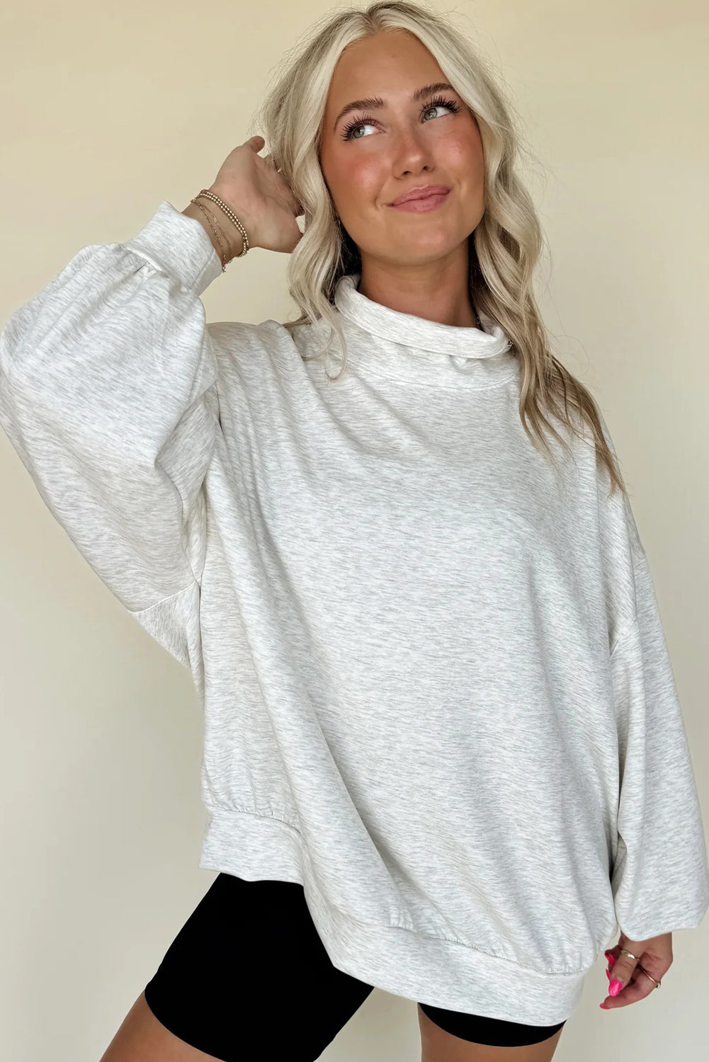 Light Grey Oversized Mock Neck Sweatshirt