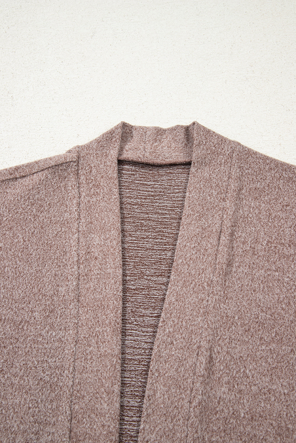 Dark Khaki Open Front Knit Contrast Patched Pocket Duster Cardigan