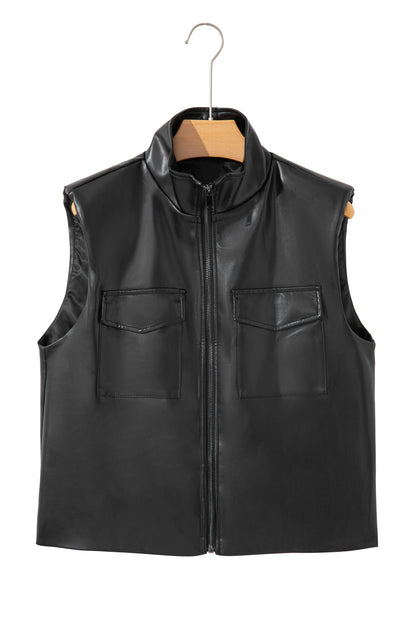 faux leather vest