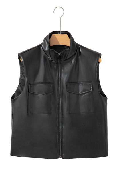 faux leather vest