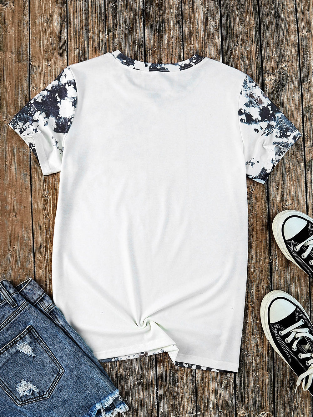 Gray Tie-Dye Bleached Western Shift Tee