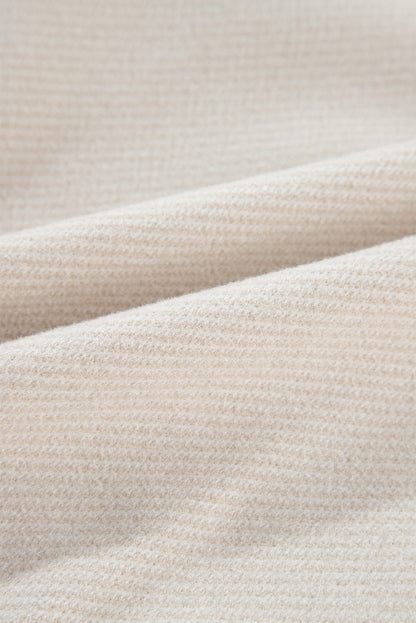 Beige Baseball Collar Snap Button Pocketed Bomber Jacket