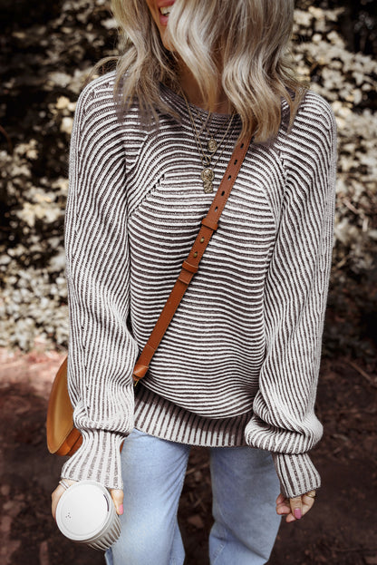 striped knit sweater