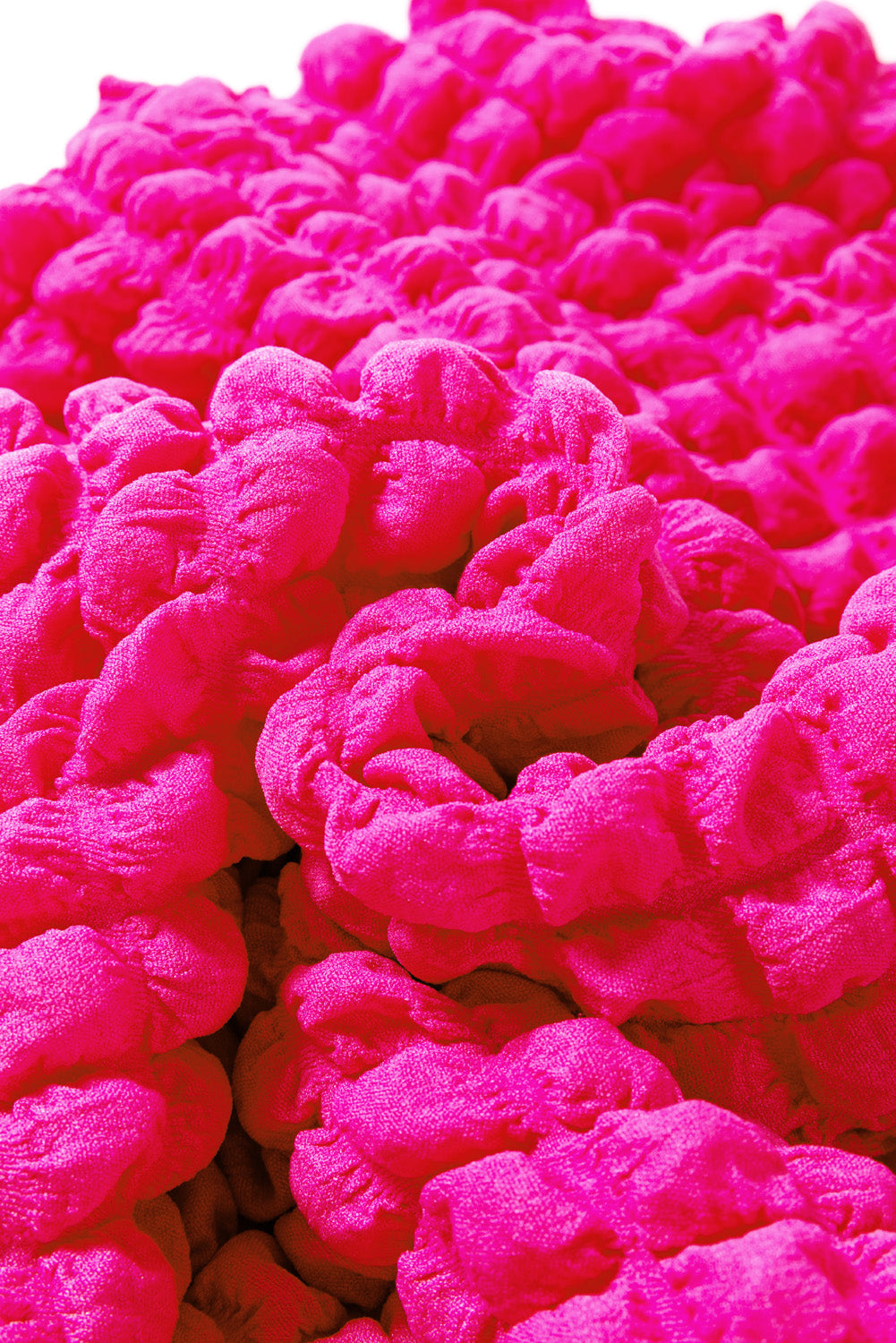 Strawberry Pink Bubble Textured Square Neck Plus Size Top with Short Sleeves