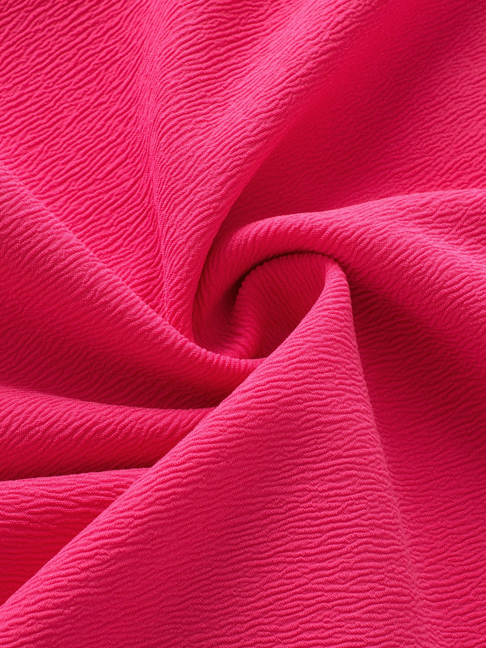 Strawberry Pink Textured 2-Tone Patchwork Frill Neck Ruffled Trim Plus Blouse