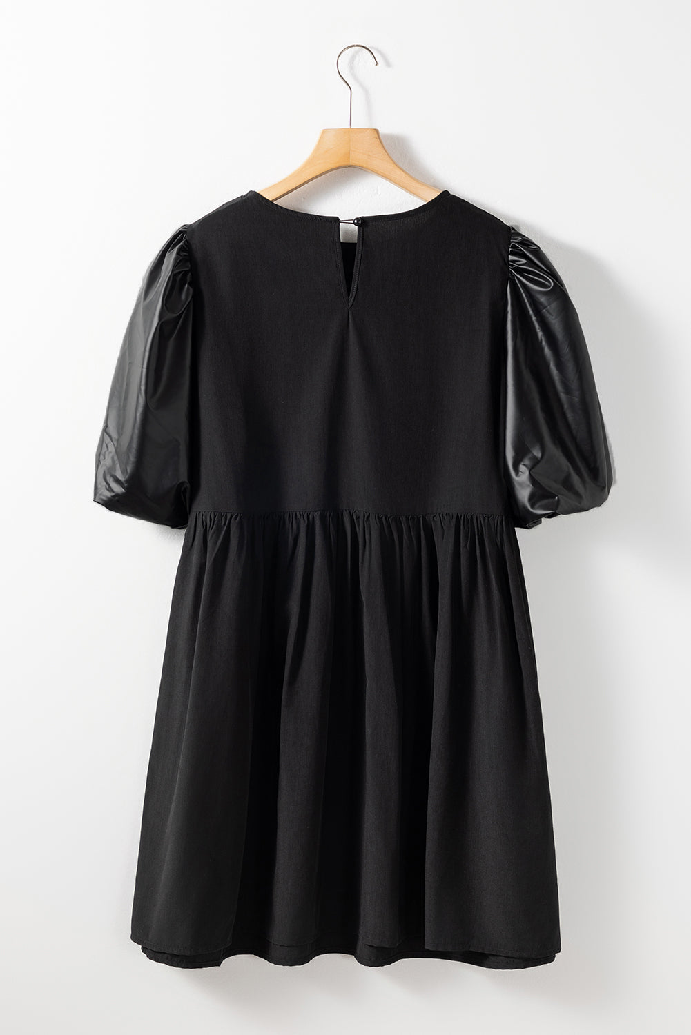 Curvy Black Swing Dress with Half Puff Sleeves