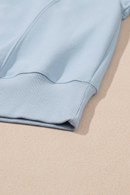 Sky Blue Half Zip up Pullover Active Top and Joggers Set