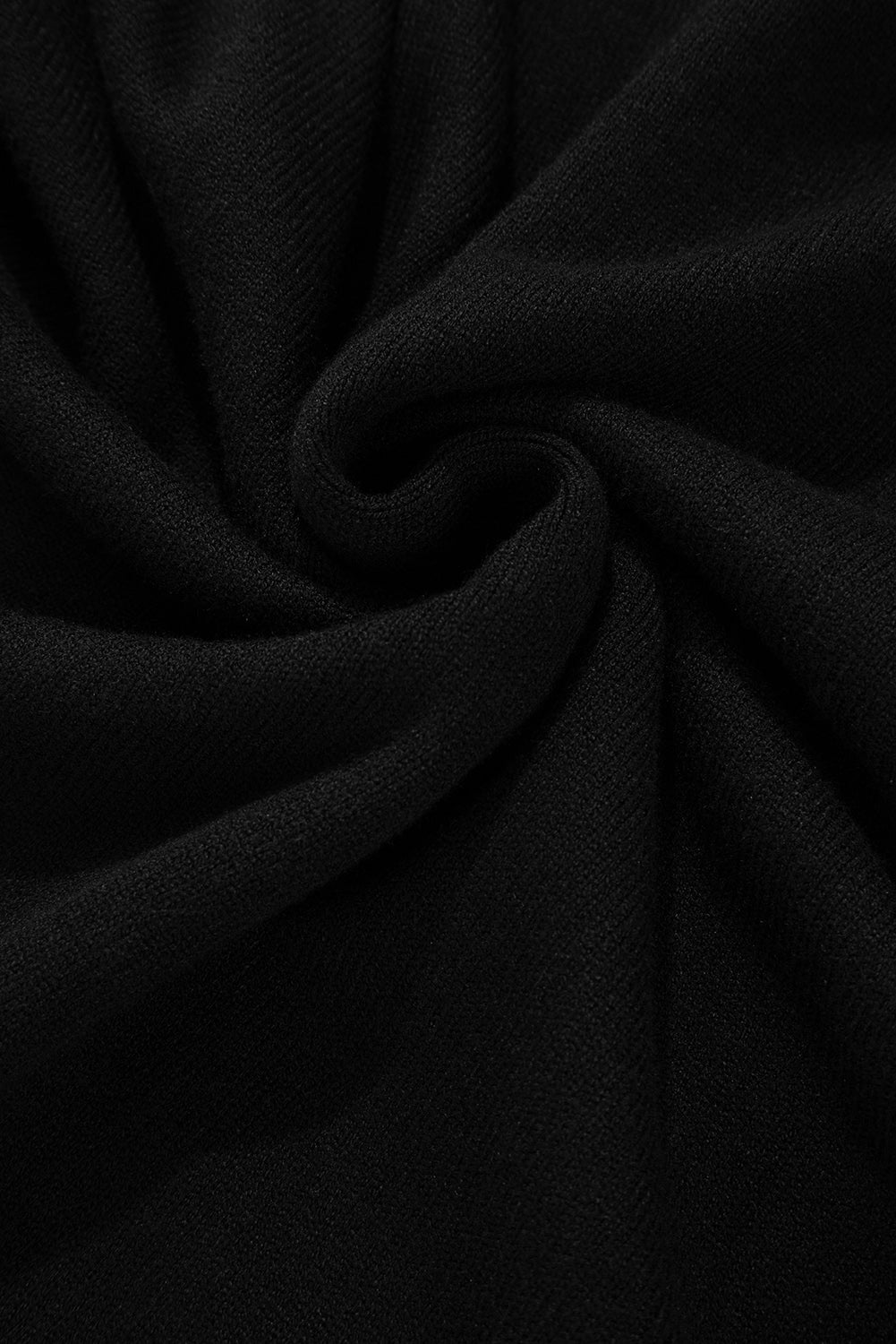 Black Pearled Drop Shoulder Round Neck Sweater