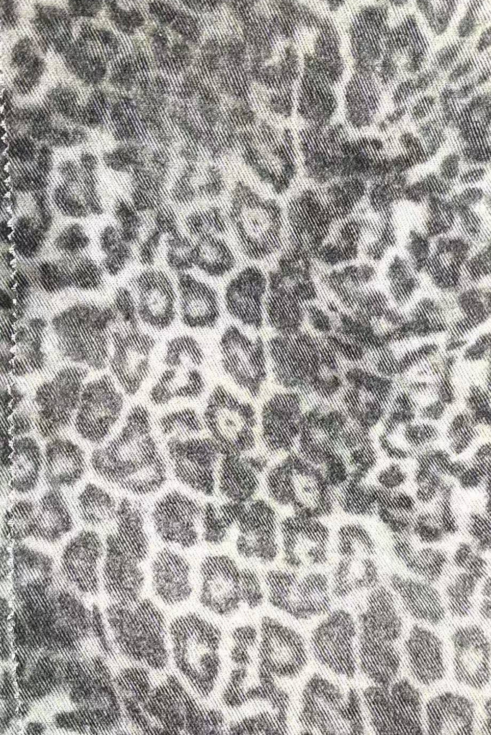 Gray Leopard Print Twilled Denim Jacket