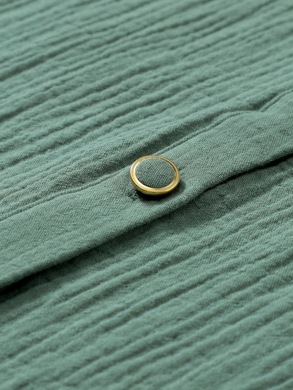 Green Crinkled Shirt with Frilled Split Neck