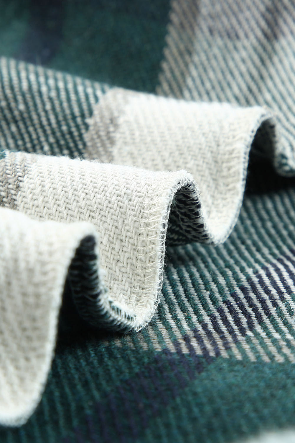 Green Plaid Hooded Button-Up Shacket