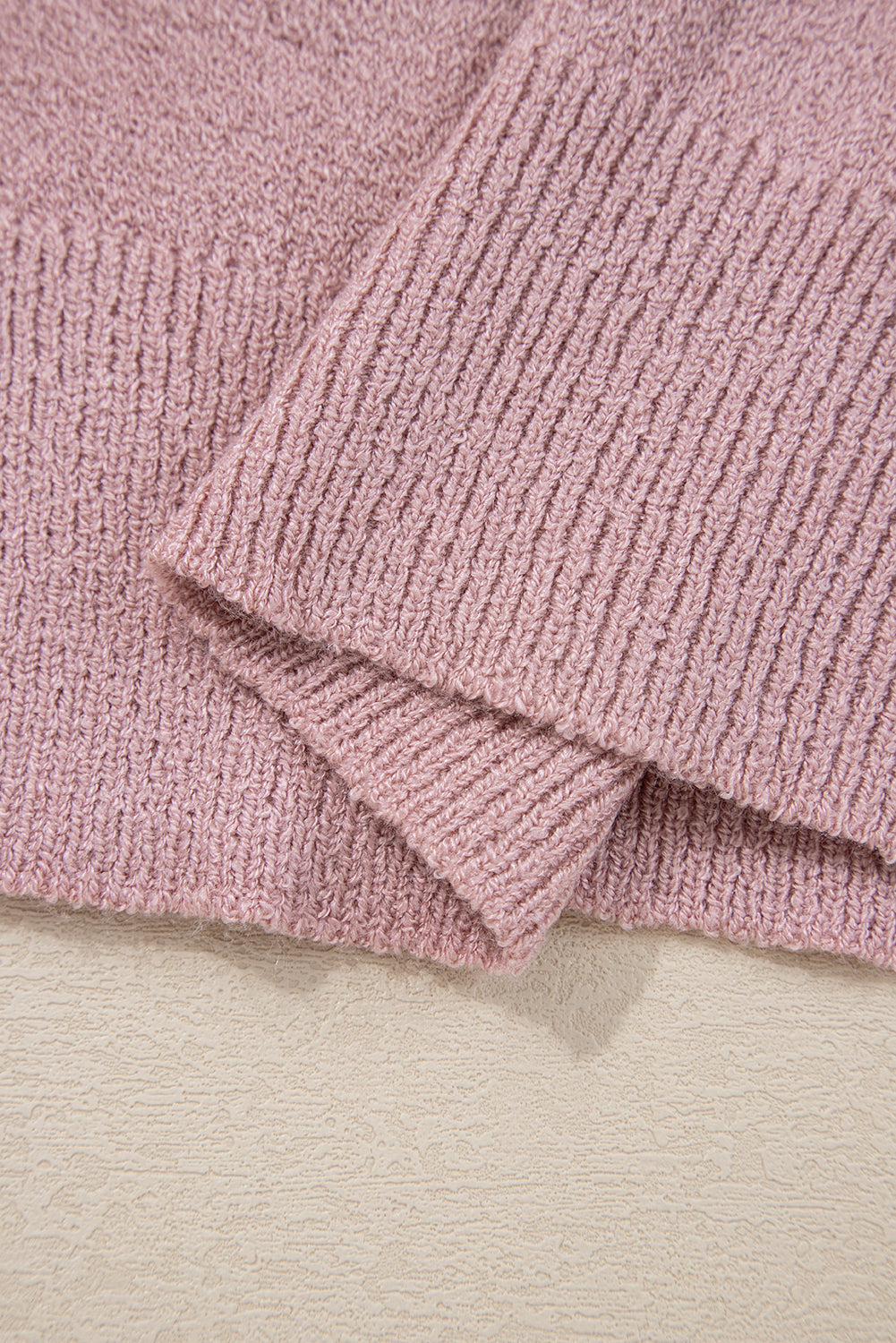 Pink Stripe Ribbed Edge Drop Shoulder Sweater