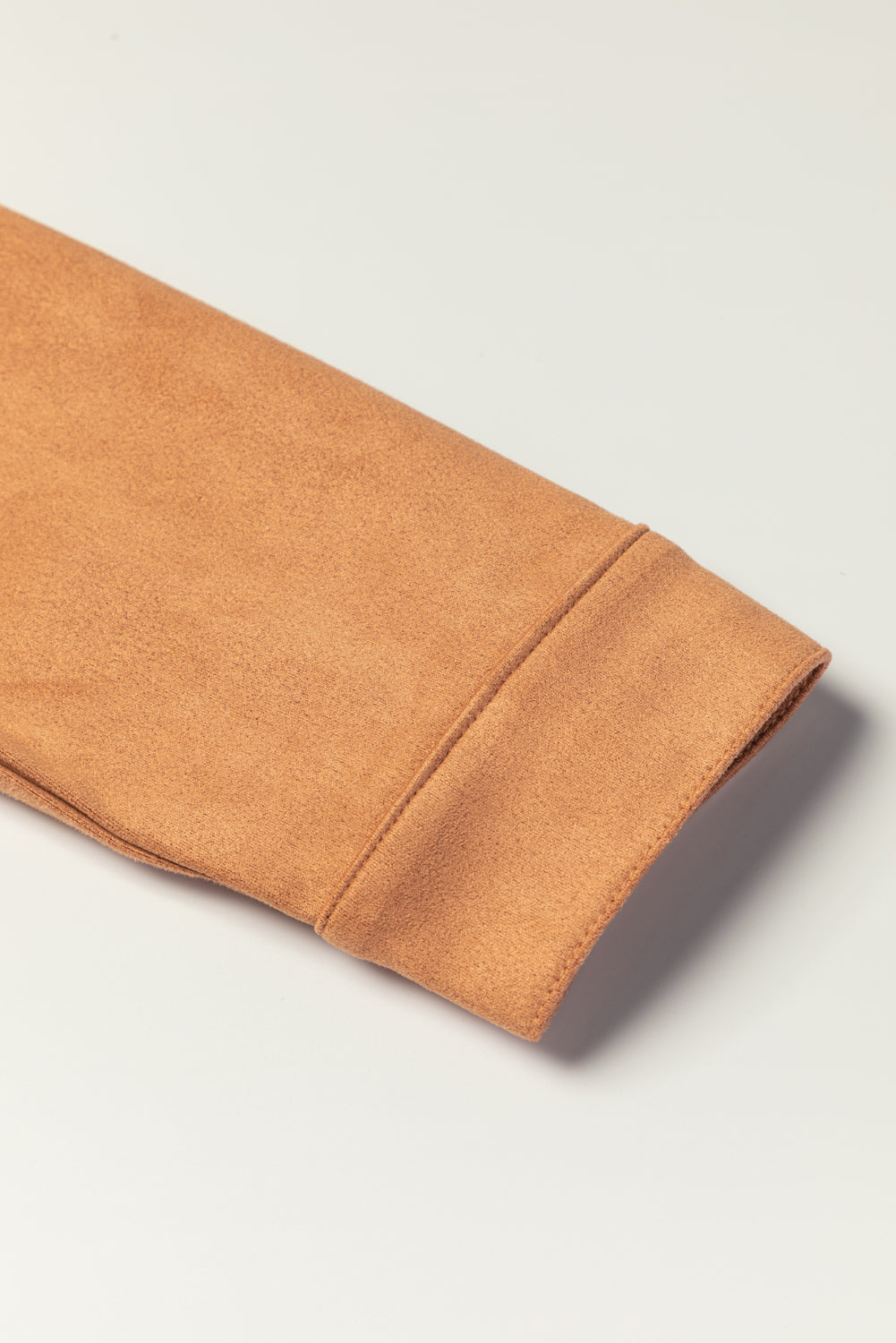 Faux Suede Camel Button-Up Jacket with Southern Belle Style