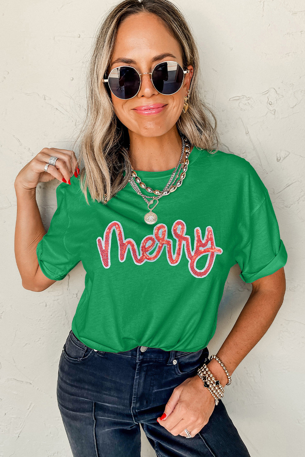 sequin graphic tee