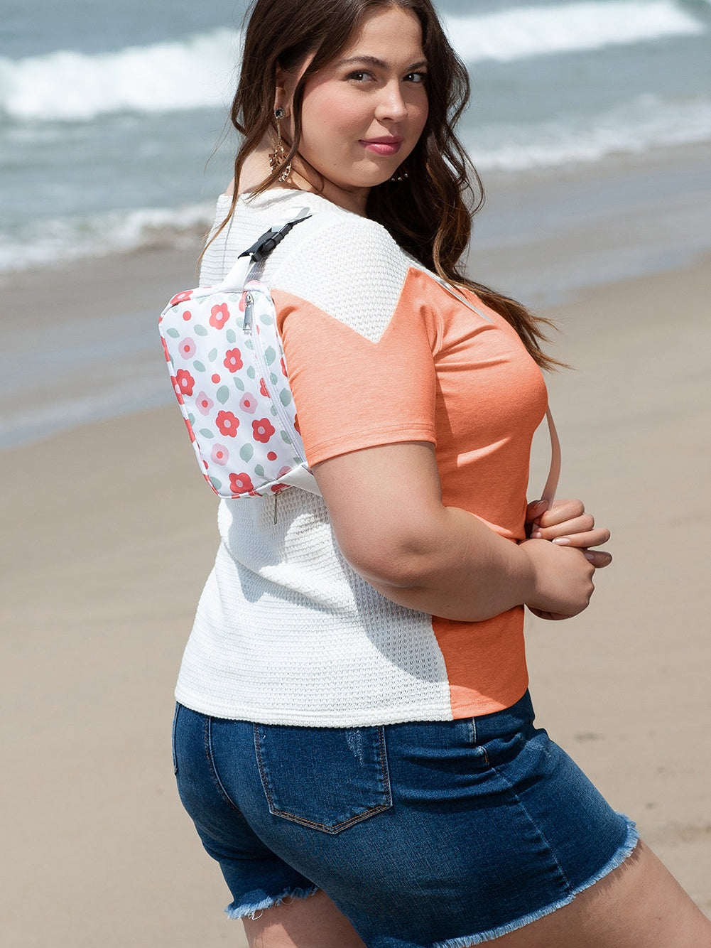 Colorblock Waffle Knit Tee for Plus Size Women