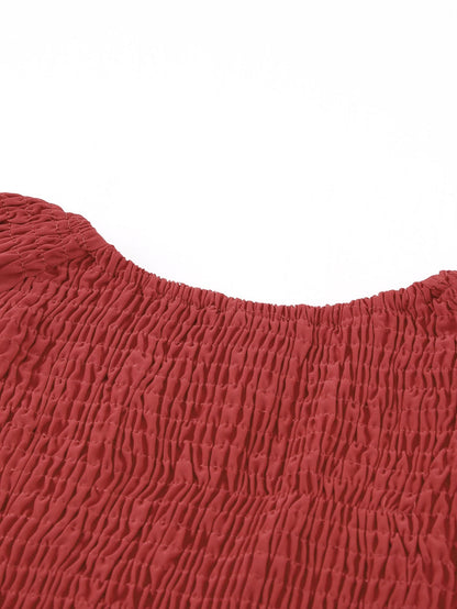 Fiery Crimson Smocked Peplum Blouse