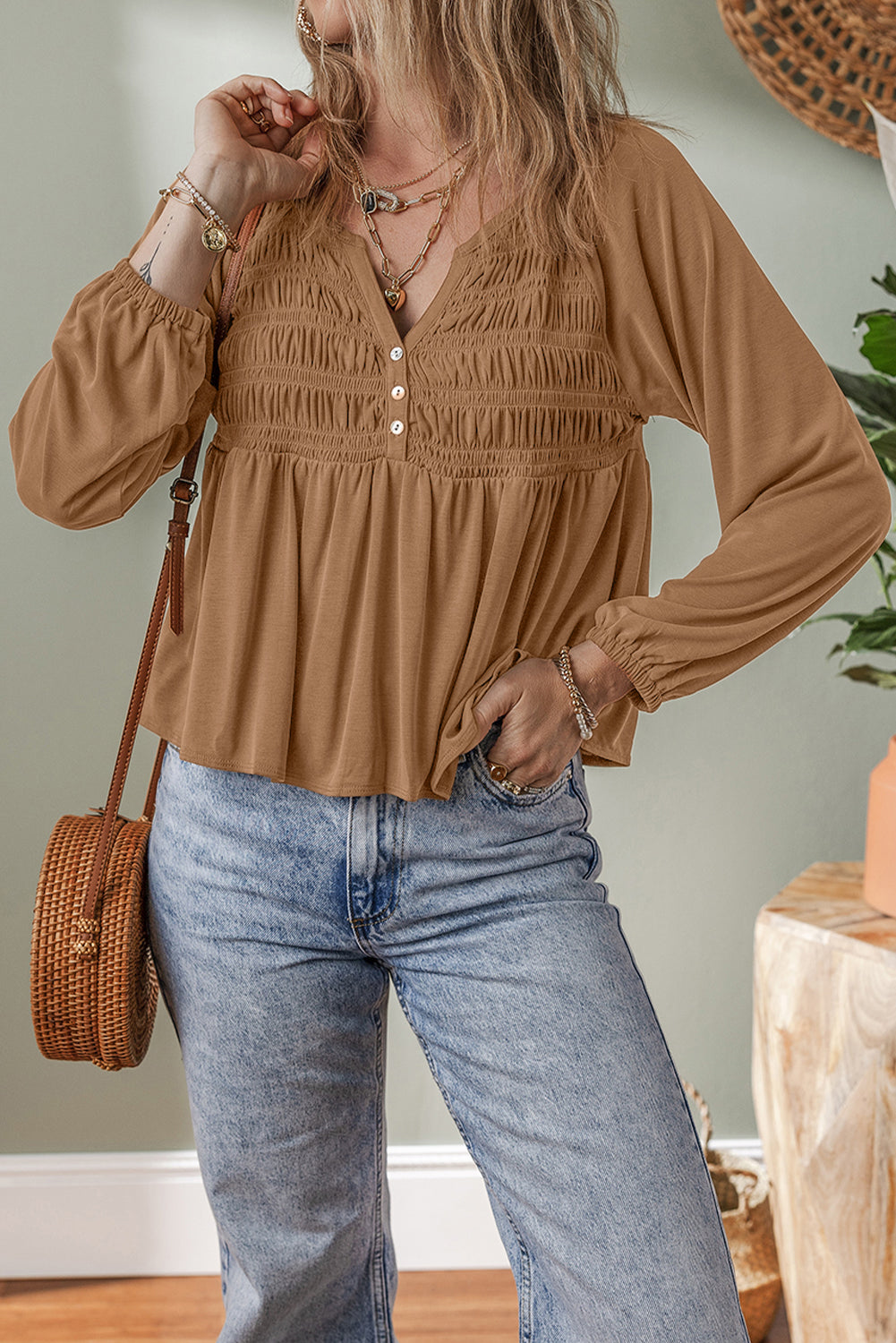 split v neck blouse