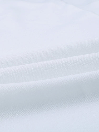 Elegant White V Neck High Low Hem Blouse