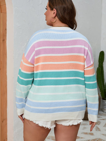 Vibrant Striped Plus Size Sweater for Winter