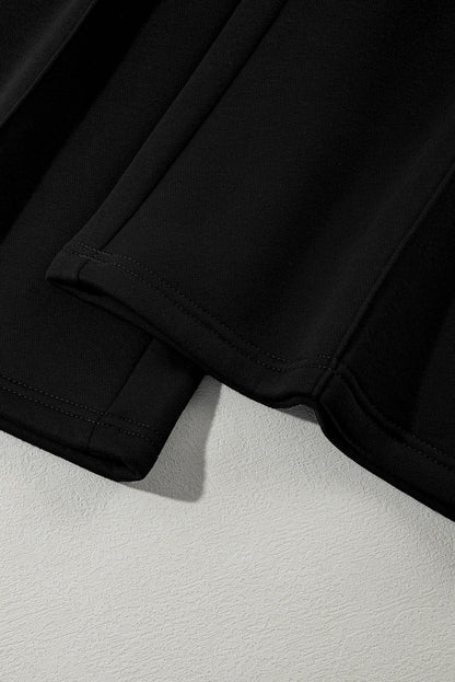 Black Drop Shoulder Zip Up Jacket Drawstring Pants Active 2pcs Set