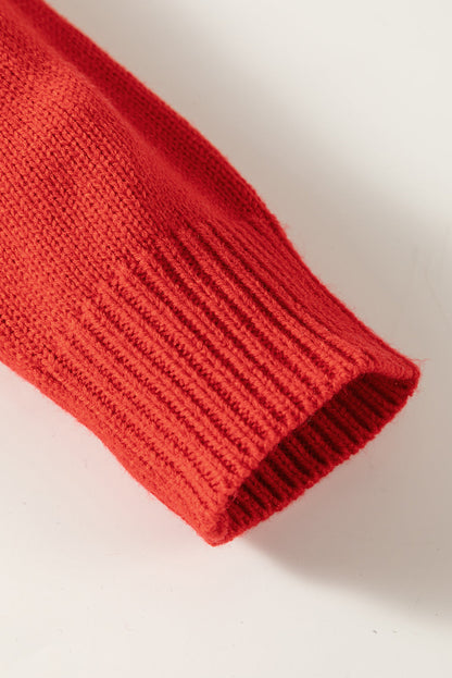 Festive Red Sequin Christmas Tree Sweater with Drop Shoulders