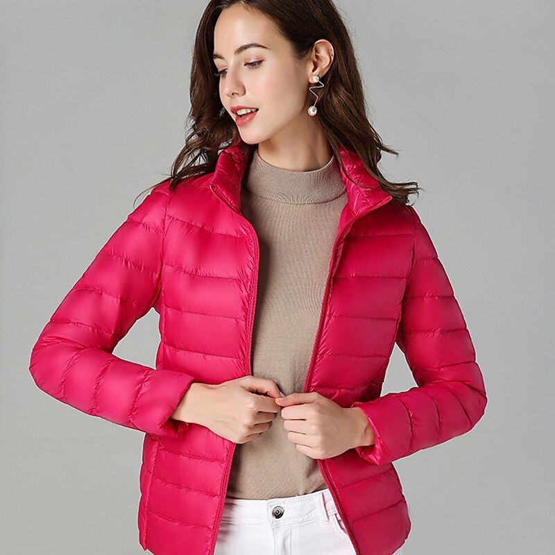 Women's Puffer Jacket Hiking Down Jacket Hiking Windbreaker Winter Outdoor Thermal Warm Packable Waterproof Windproof Jacket Top Full Length Visible Zipper Ski / Snowboard Fishing Traveling Lake blue