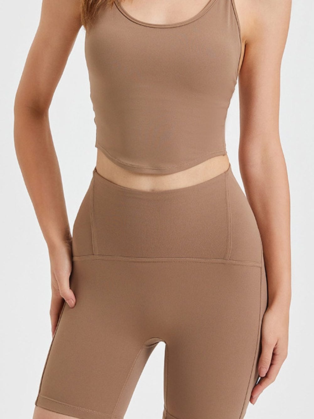 Camel Tailored High Waist Buttock Lifting Fitness Shorts