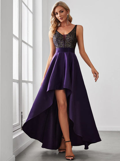 Captivating V-Neck Sparkly Prom Dress for Women