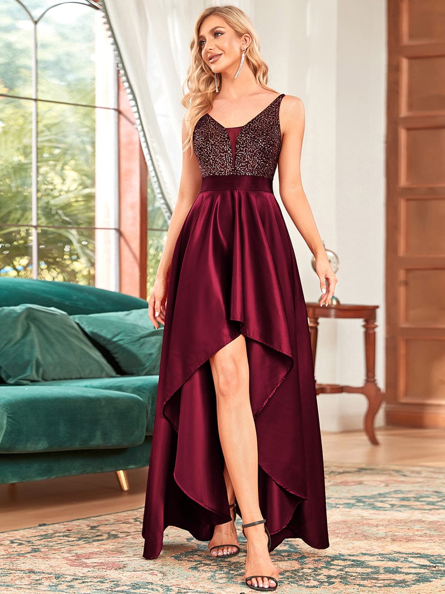 Captivating V-Neck Sparkly Prom Dress for Women