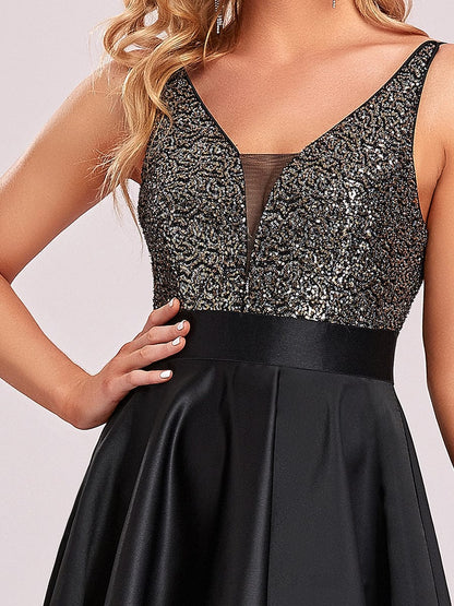 Captivating V-Neck Sparkly Prom Dress for Women