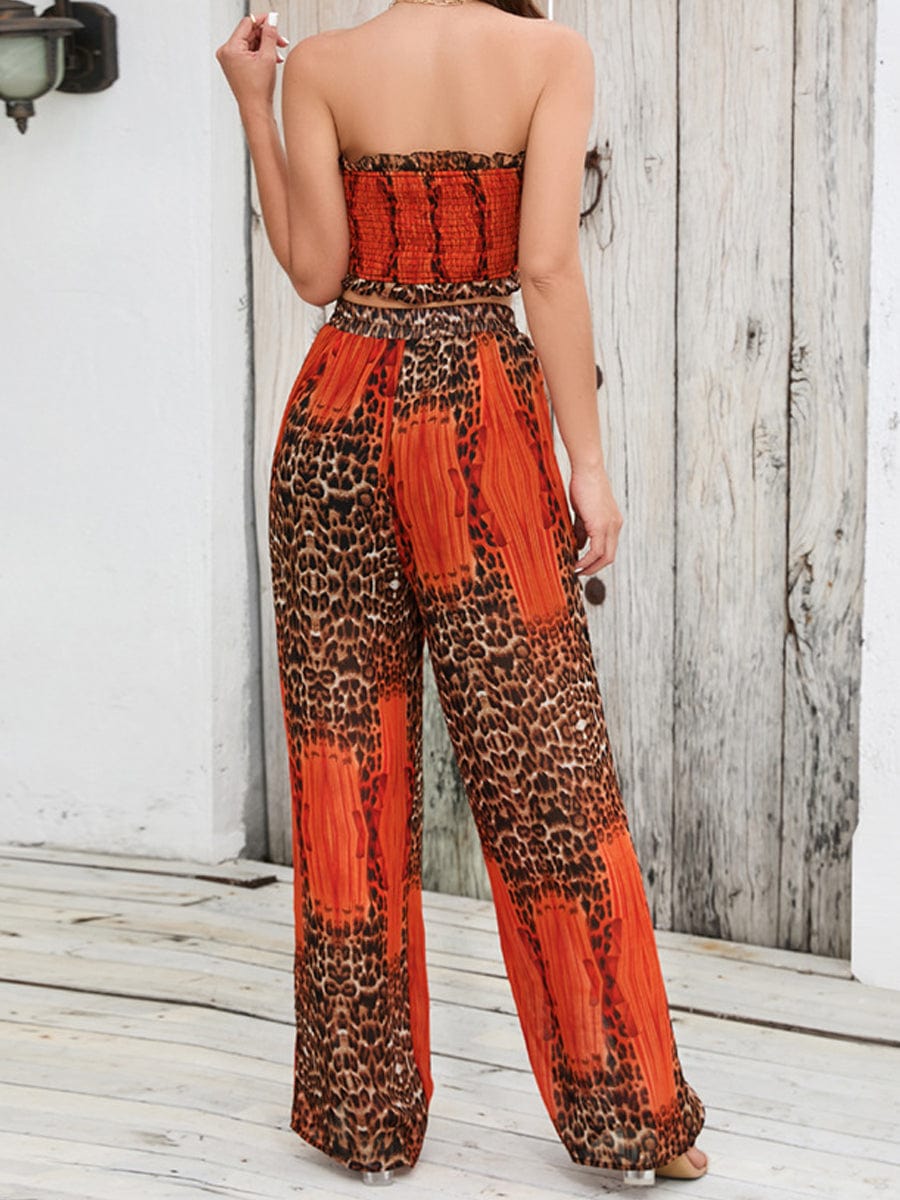 Casual And Trendy Slim Halter Print Set