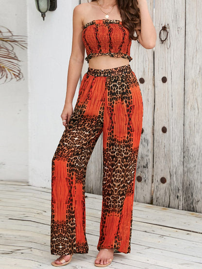 Casual And Trendy Slim Halter Print Set