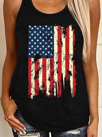 Tank Tops - Casual Graphic Print Sleeveless Vest - MsDressly