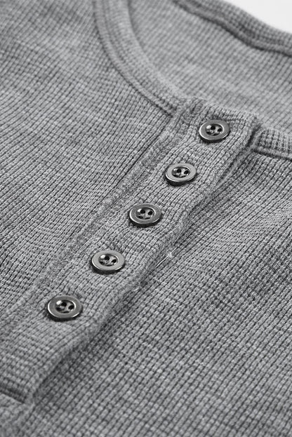 Casual Round Neck Button Long Sleeve T-Shirt